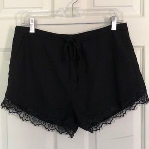 Black shorts with lace trim